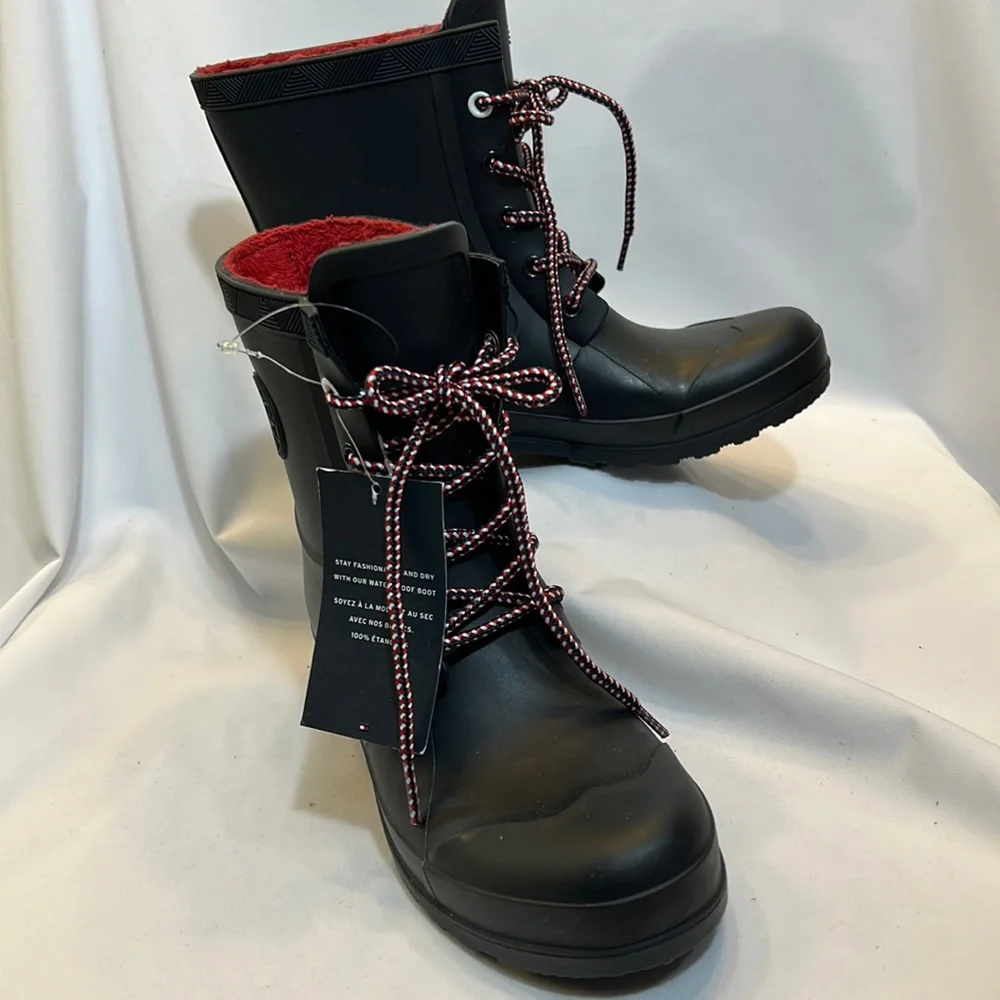 Tommy Hilfiger Rain Boots-Black-Size 6-  NWT No Box